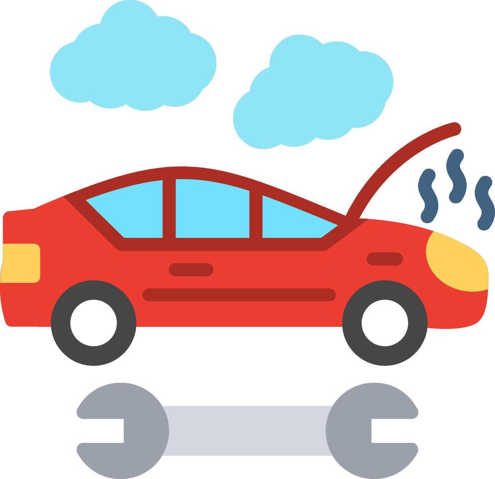 Broken Car Flat Illustration Icon Design vector