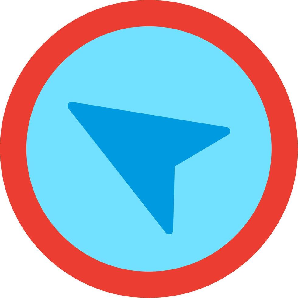 A blue arrow pointing to the left in a red circle vector