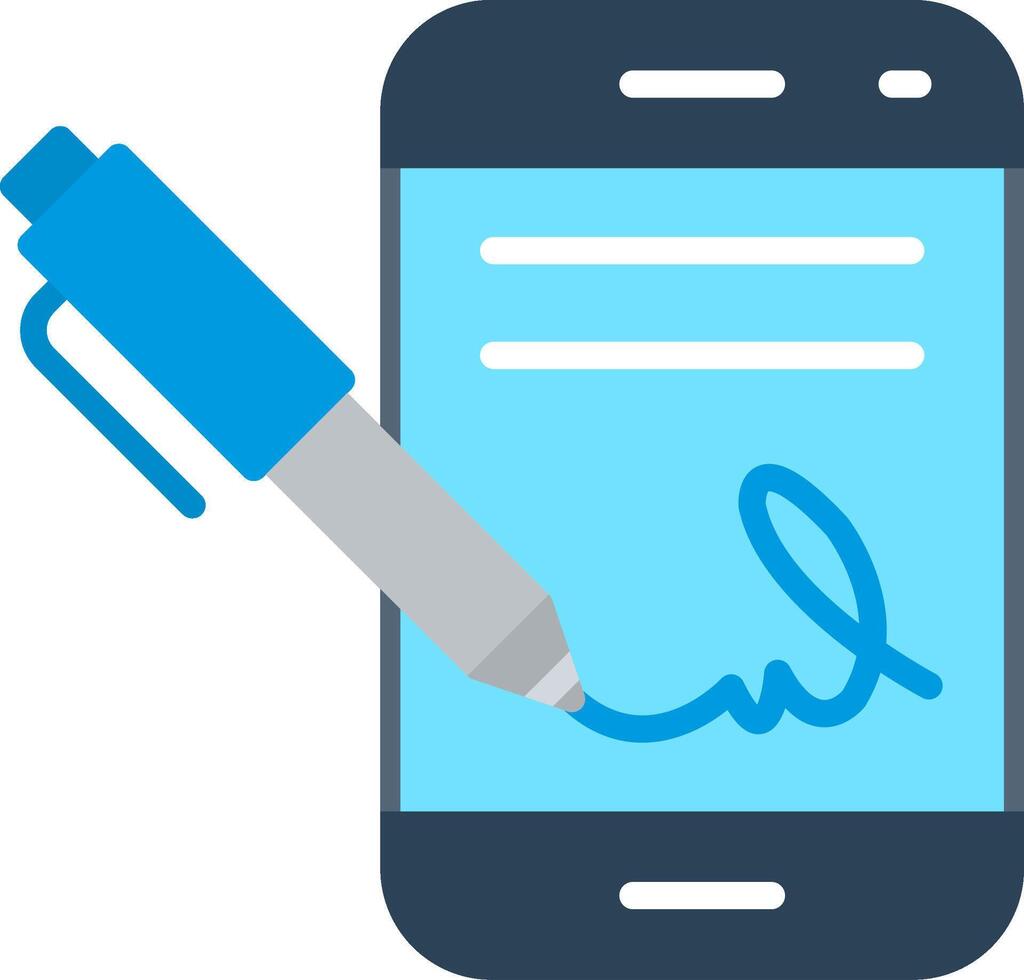 Digital Signature Flat Illustration Icon Design vector