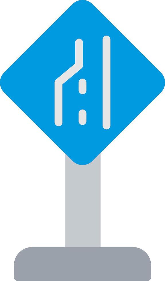 End Of Additional Lane Flat Illustration Icon Design vector