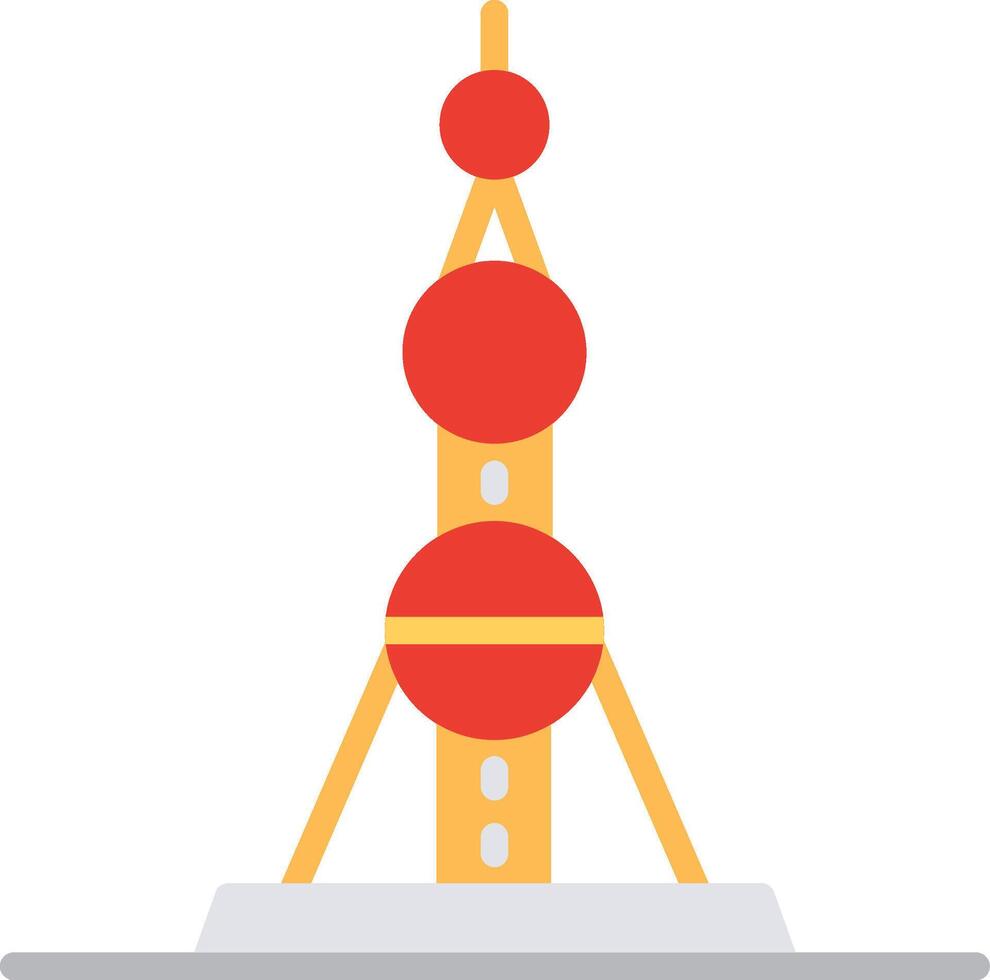 Oriental Pearl Tower Flat Illustration Icon Design vector
