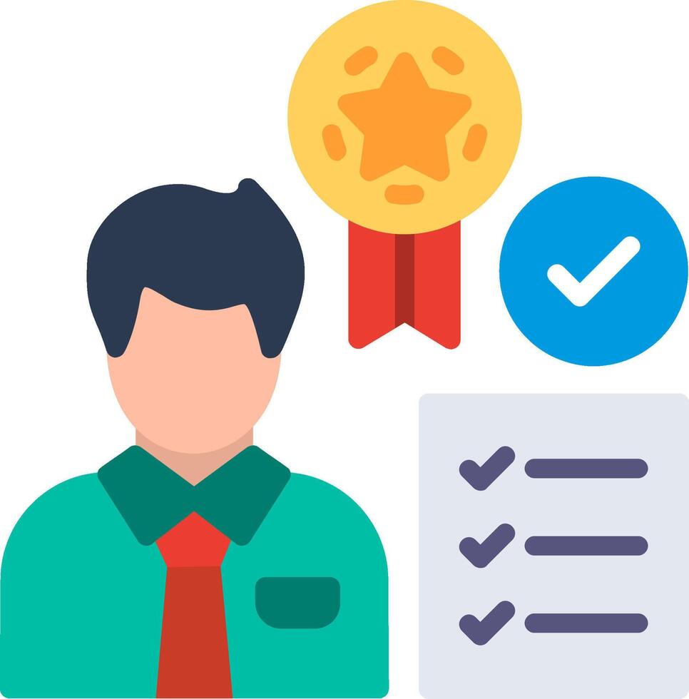 Employee Qualification Flat Illustration Icon Design vector