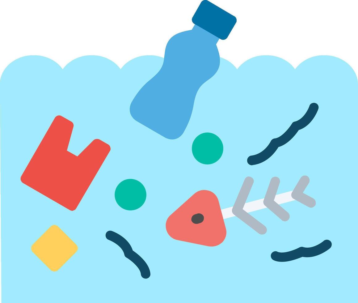 Plastic Pollution Flat Illustration Icon Design vector