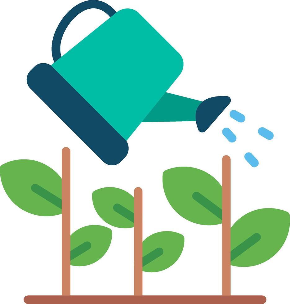 Watering Plants Flat Illustration Icon Design vector