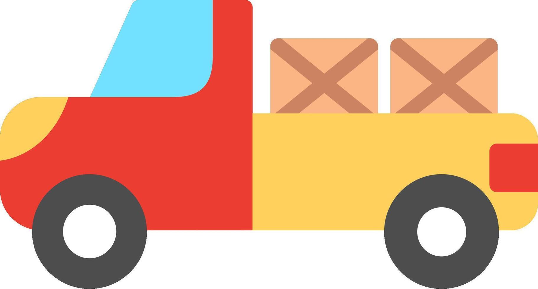 Pick Up Truck Flat Illustration Icon Design vector