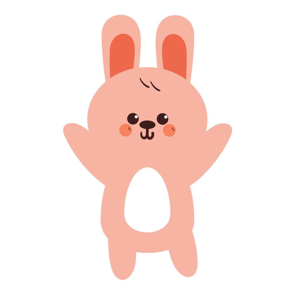 cute hand drawing cartoon bunny. cute animal drawing for sticker and icon vector