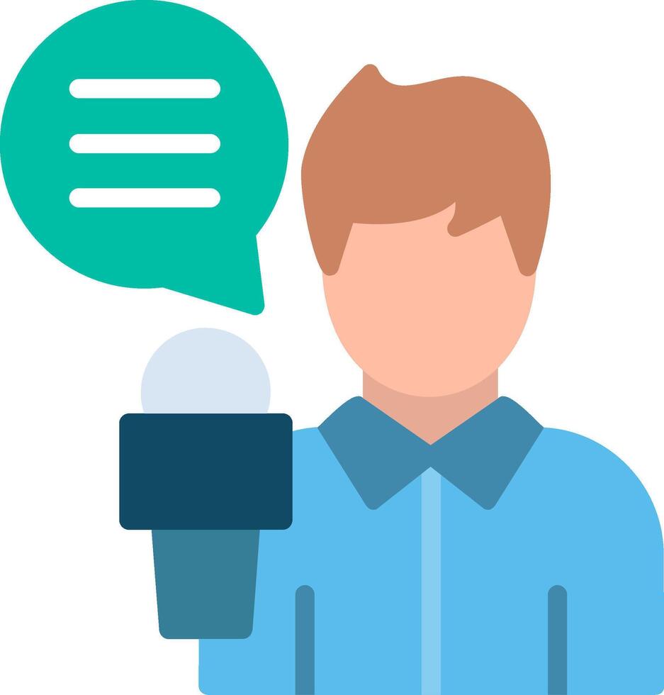 News Reporter Flat Illustration Icon Design vector
