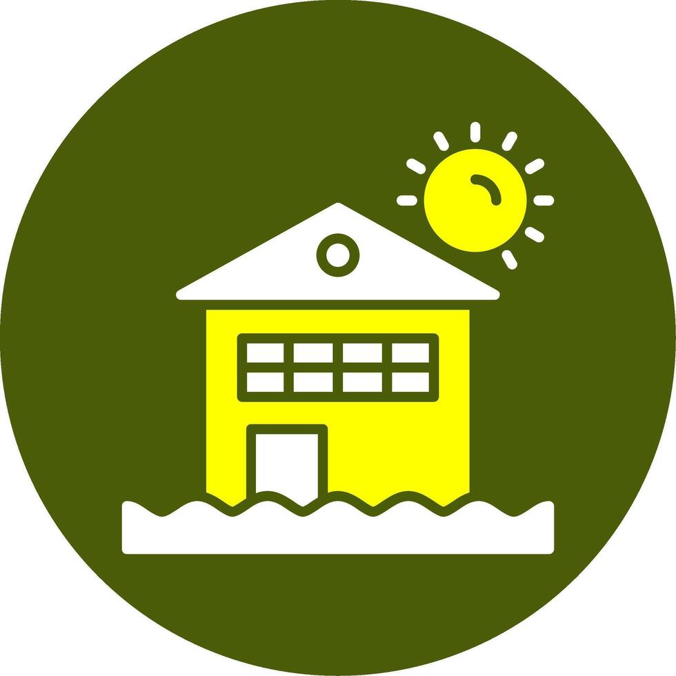 Beach house Solid Two Color Circle Style vector
