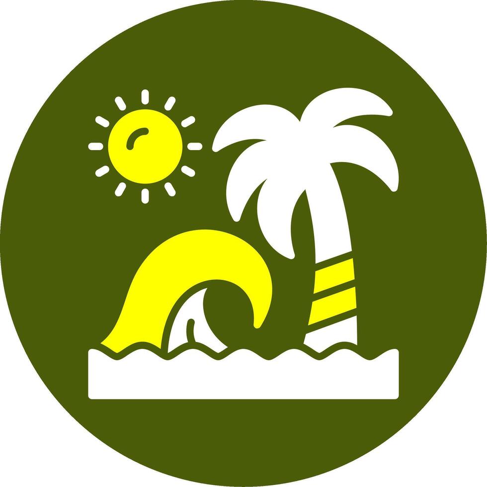 Beach Waves Solid Two Color Circle Style vector