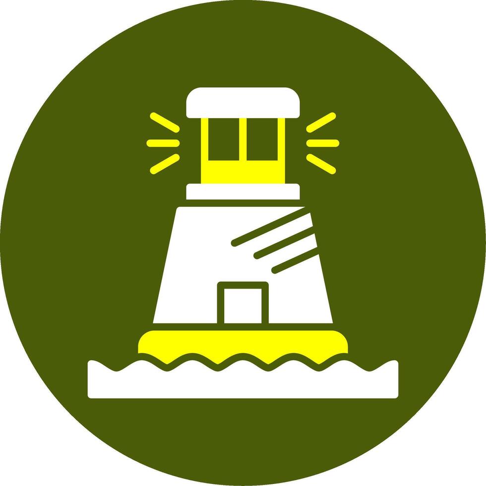 Lighthouse Solid Two Color Circle Style vector