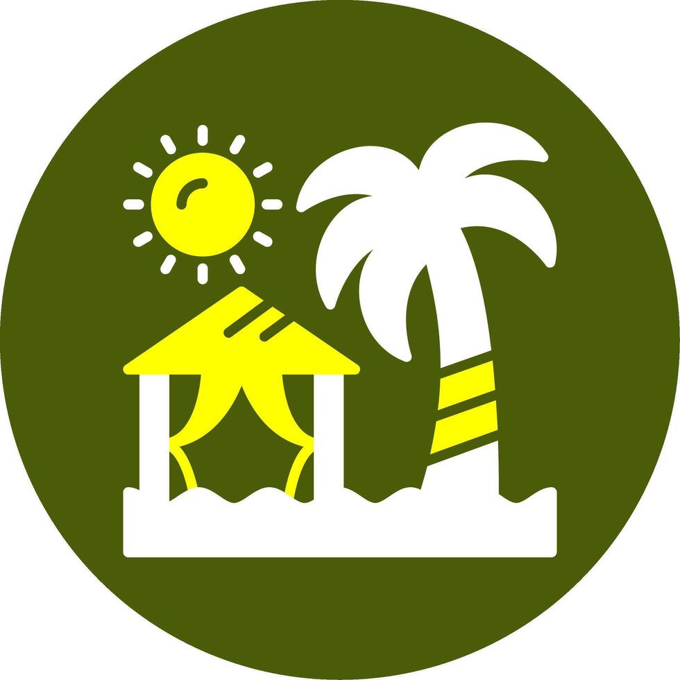 Beach camping Solid Two Color Circle Style vector
