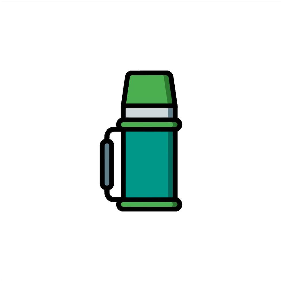 A green and white thermos bottle icon vector