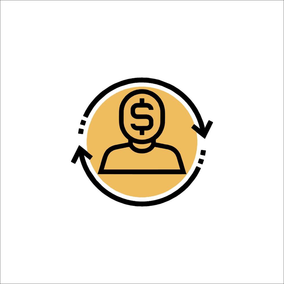 A man with a dollar sign in his hand and arrows pointing to him vector
