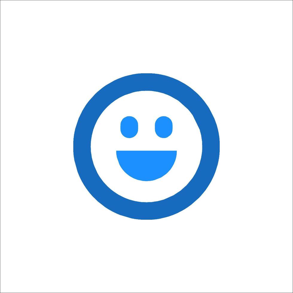 A blue smiley face icon on a white background vector