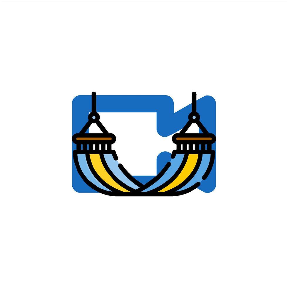 A blue and yellow logo with a blue and yellow tower vector