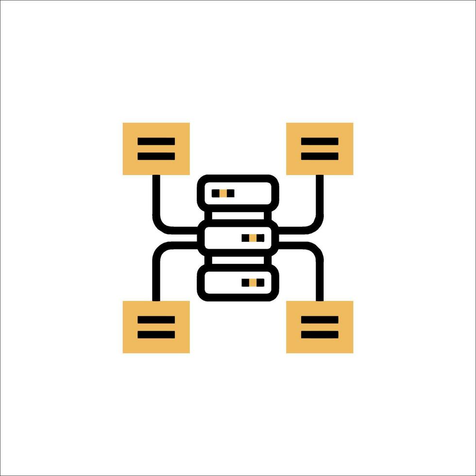 A server icon with two boxes on top of it vector