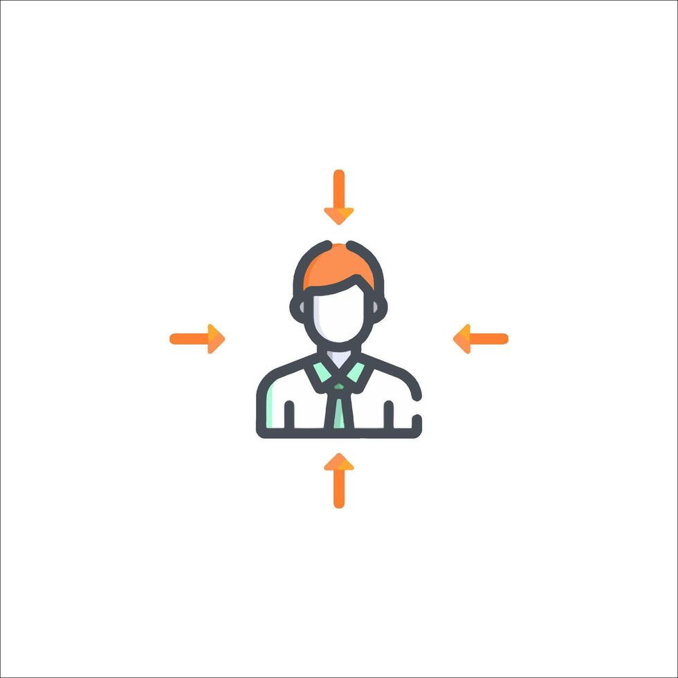 A man with an arrow pointing to his head vector