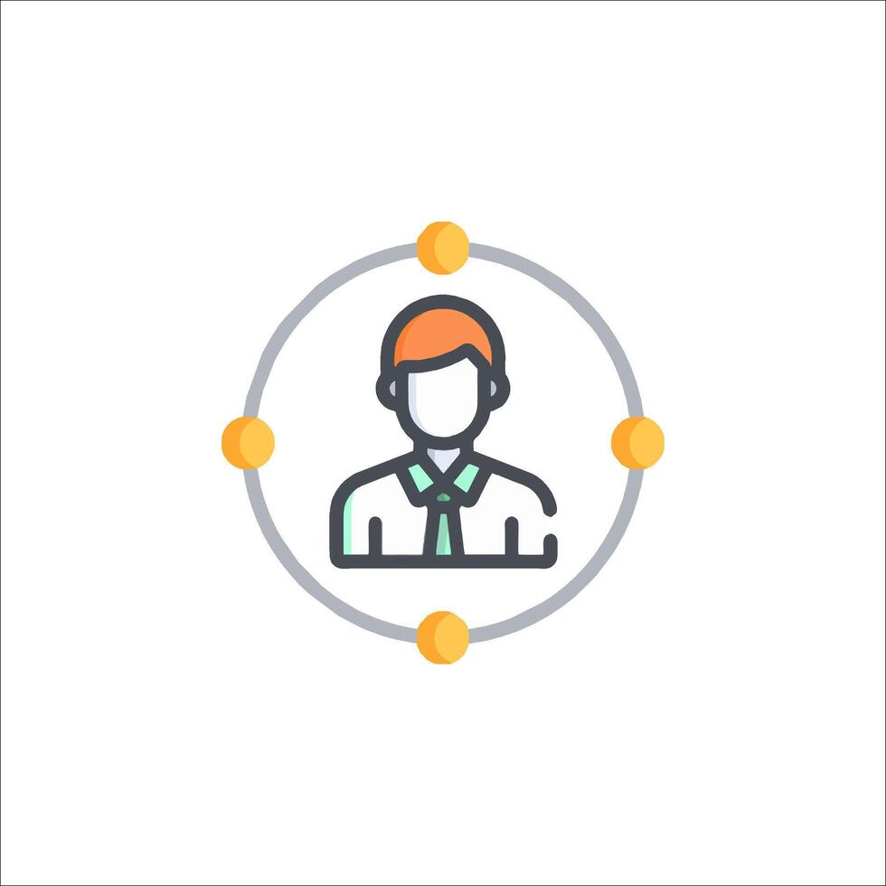 A man with a tie and a circle around him vector