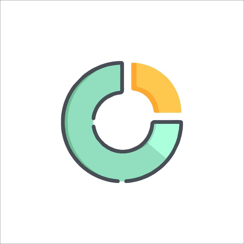 A circle with a line through it and a yellow and green color vector