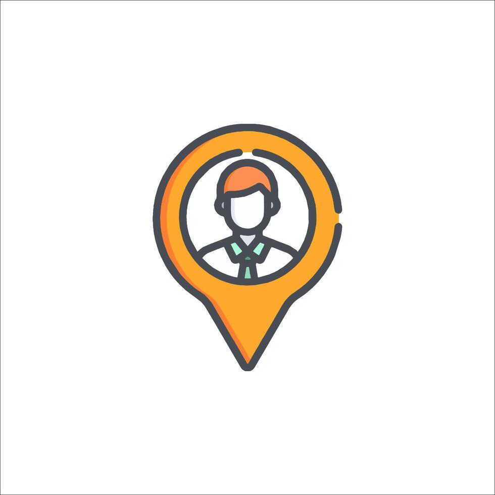A map pin with a person in the center vector