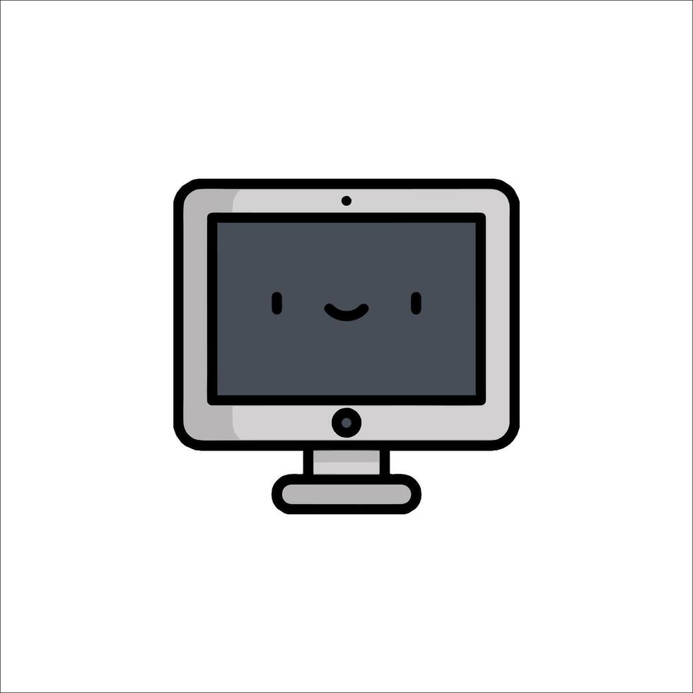 A computer monitor with a smiley face on it vector