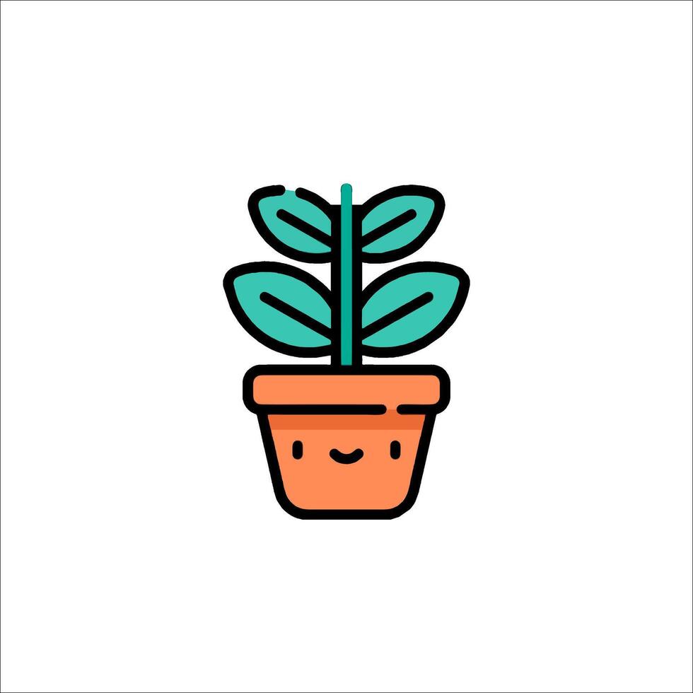 A plant in a pot with a smiley face vector