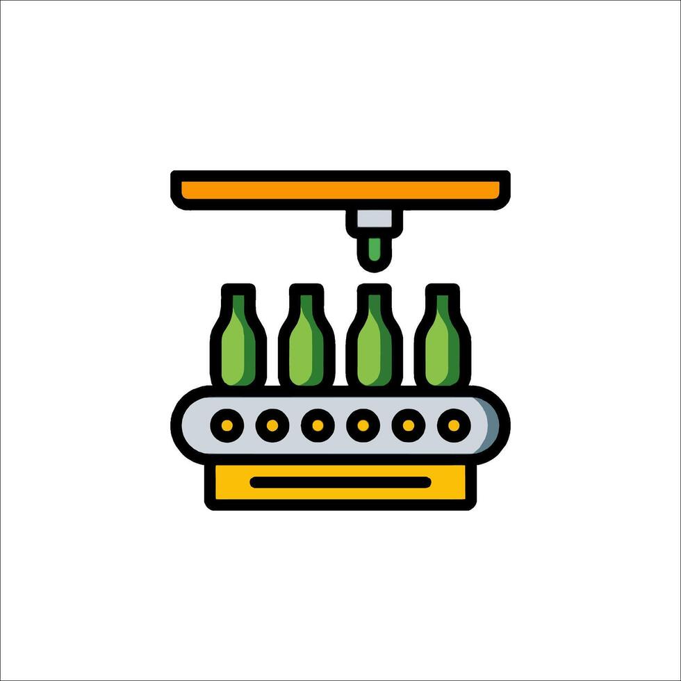 A line icon of a machine that is filling bottles vector