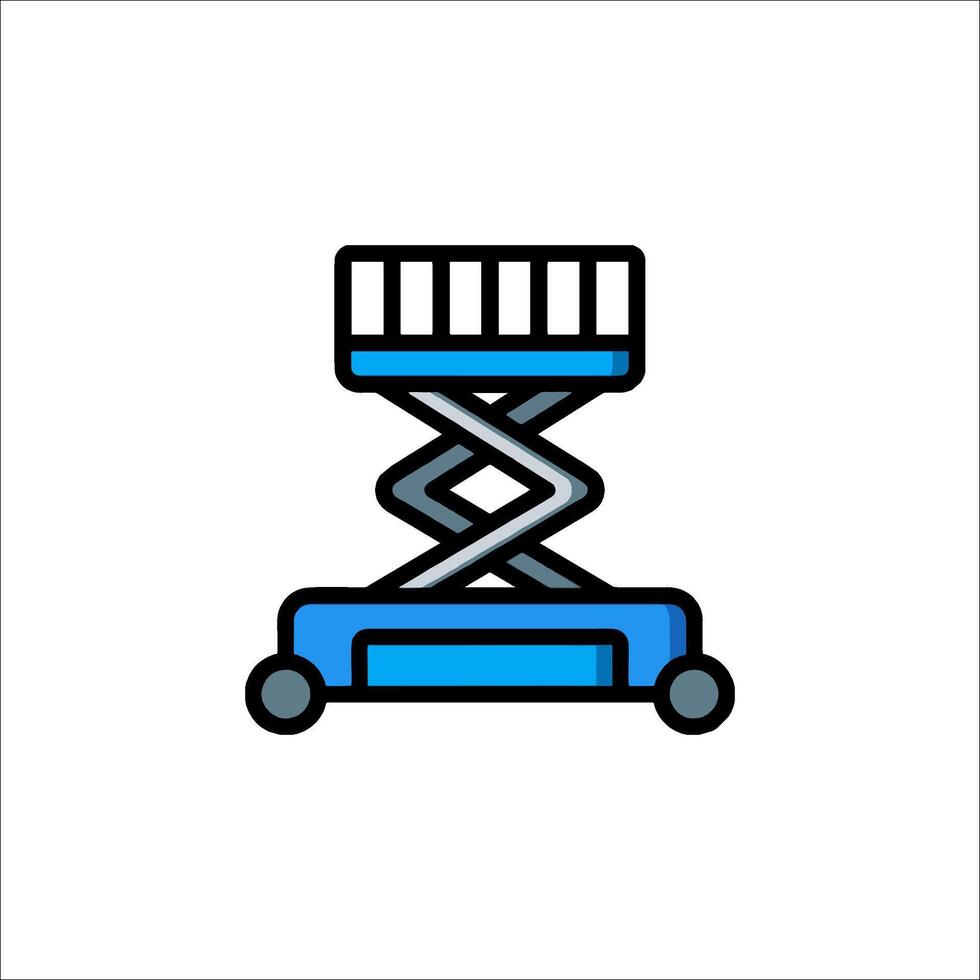 A blue scissor lift icon on a white background vector