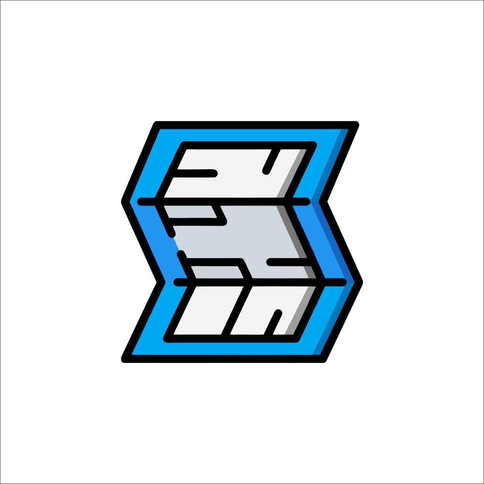 A blue and white logo with a hexagon shape vector