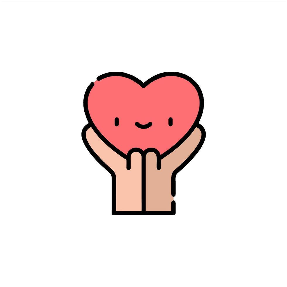 A hand holding a heart icon vector