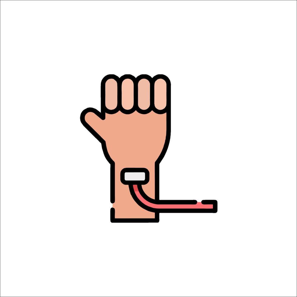 A hand with a red cord attached to it vector