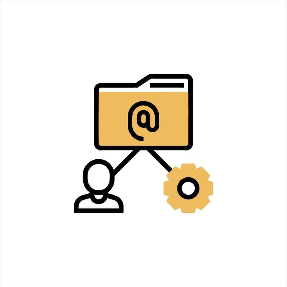 Email icon with gear and folder vector