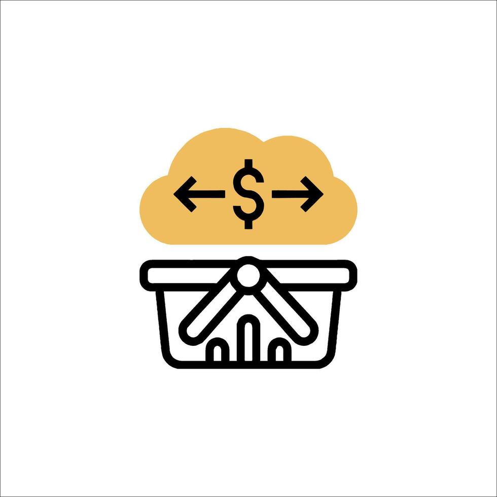 A basket with a dollar sign and a cloud icon vector