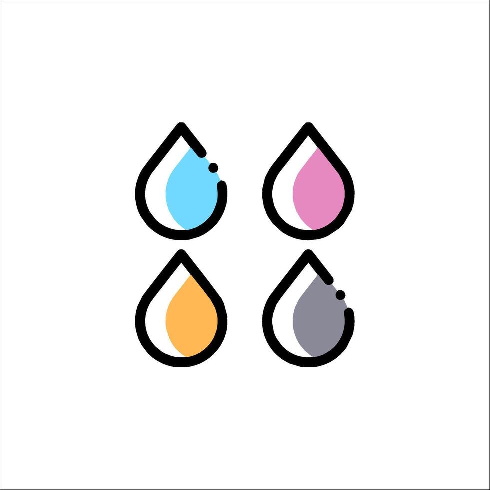 Four different colored drops of water in different shapes vector