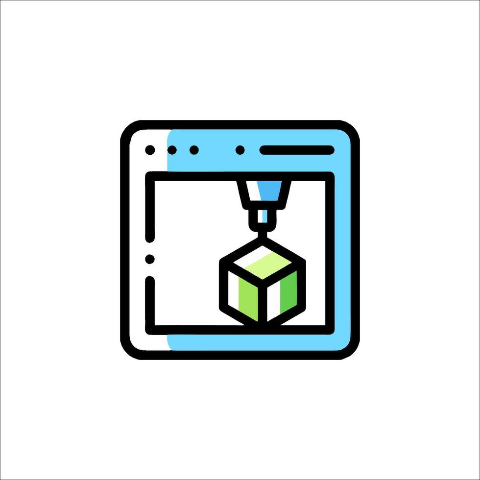 A computer screen with a cube on it vector