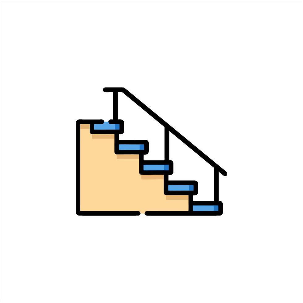A stairway with a handrail and a handrail vector