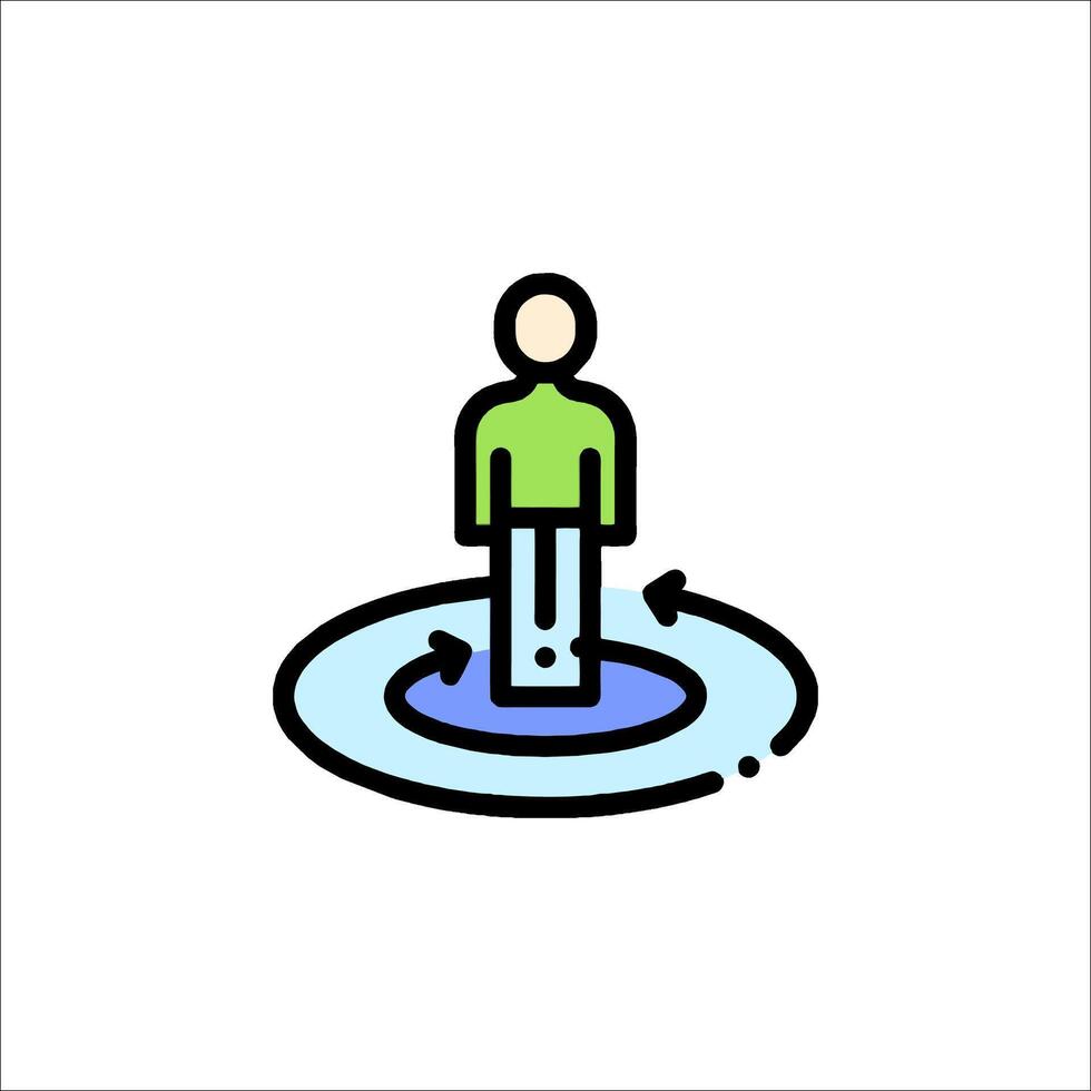 A man standing on a water puddle in a line vector