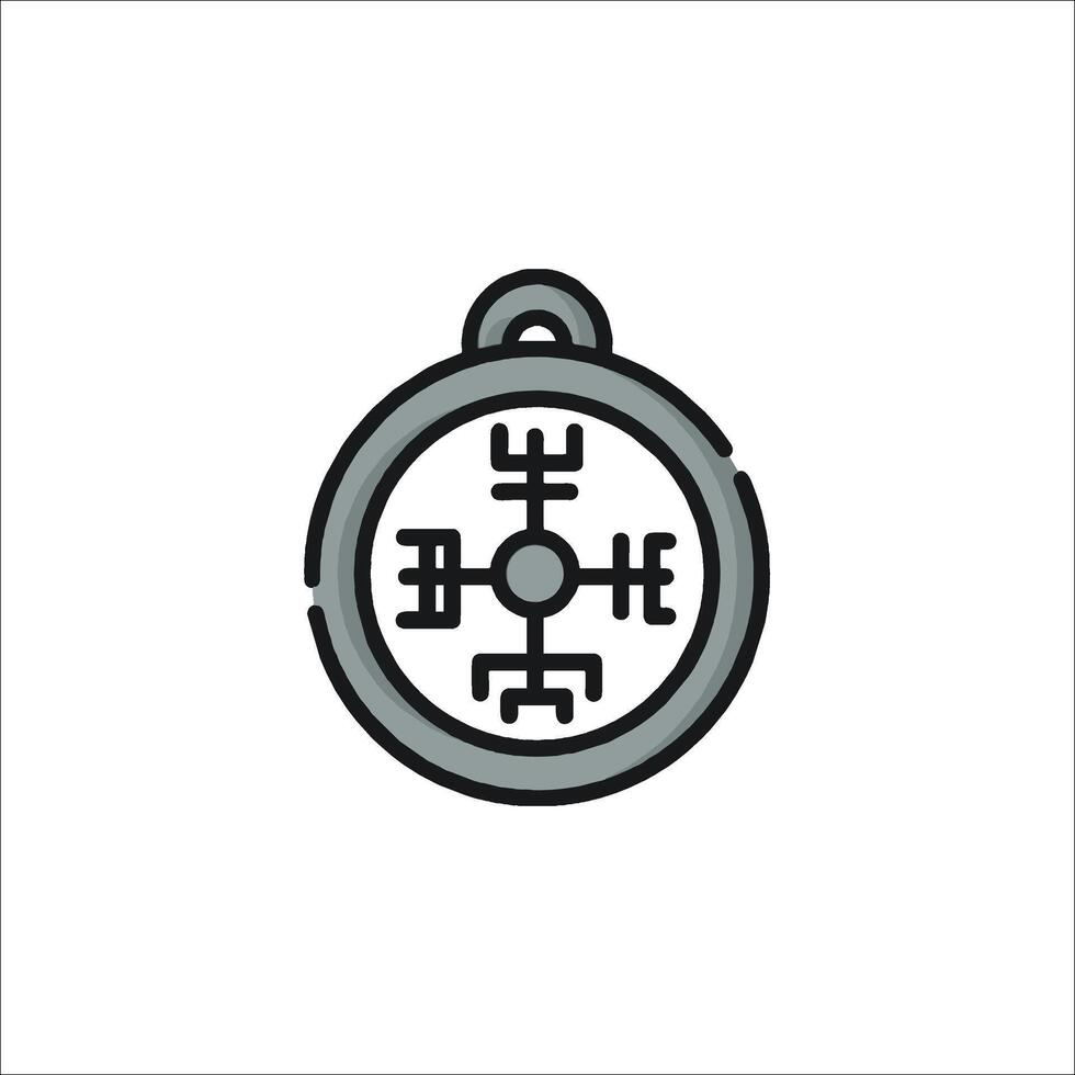 A compass icon with a symbol on it vector
