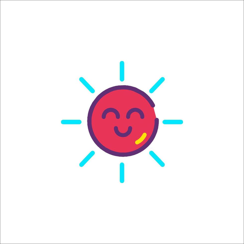 A smiling sun icon on a white background vector