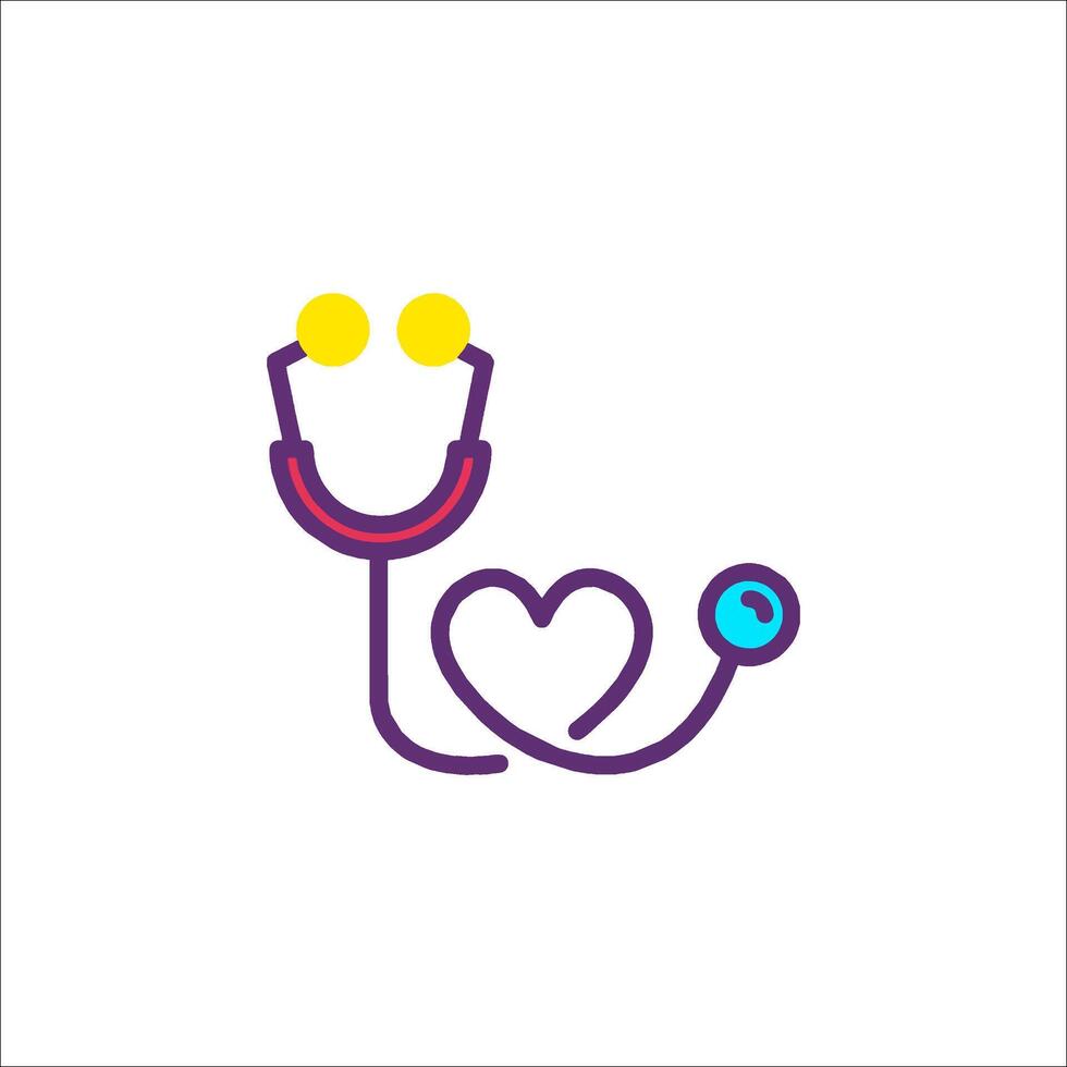 A stethoscope and heart icon vector