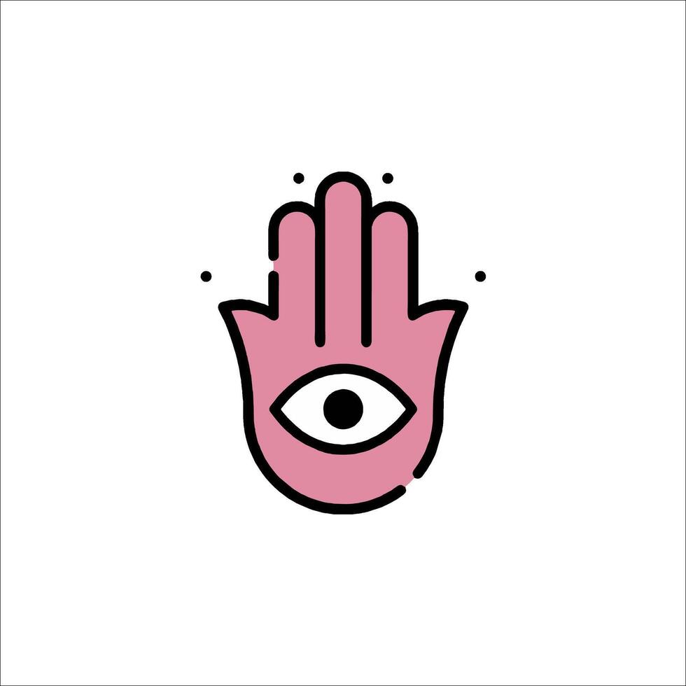 A pink hamsa hand with an eye on it vector