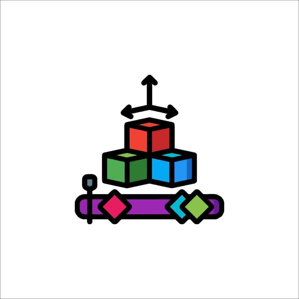 A colorful logo with a stack of cubes vector