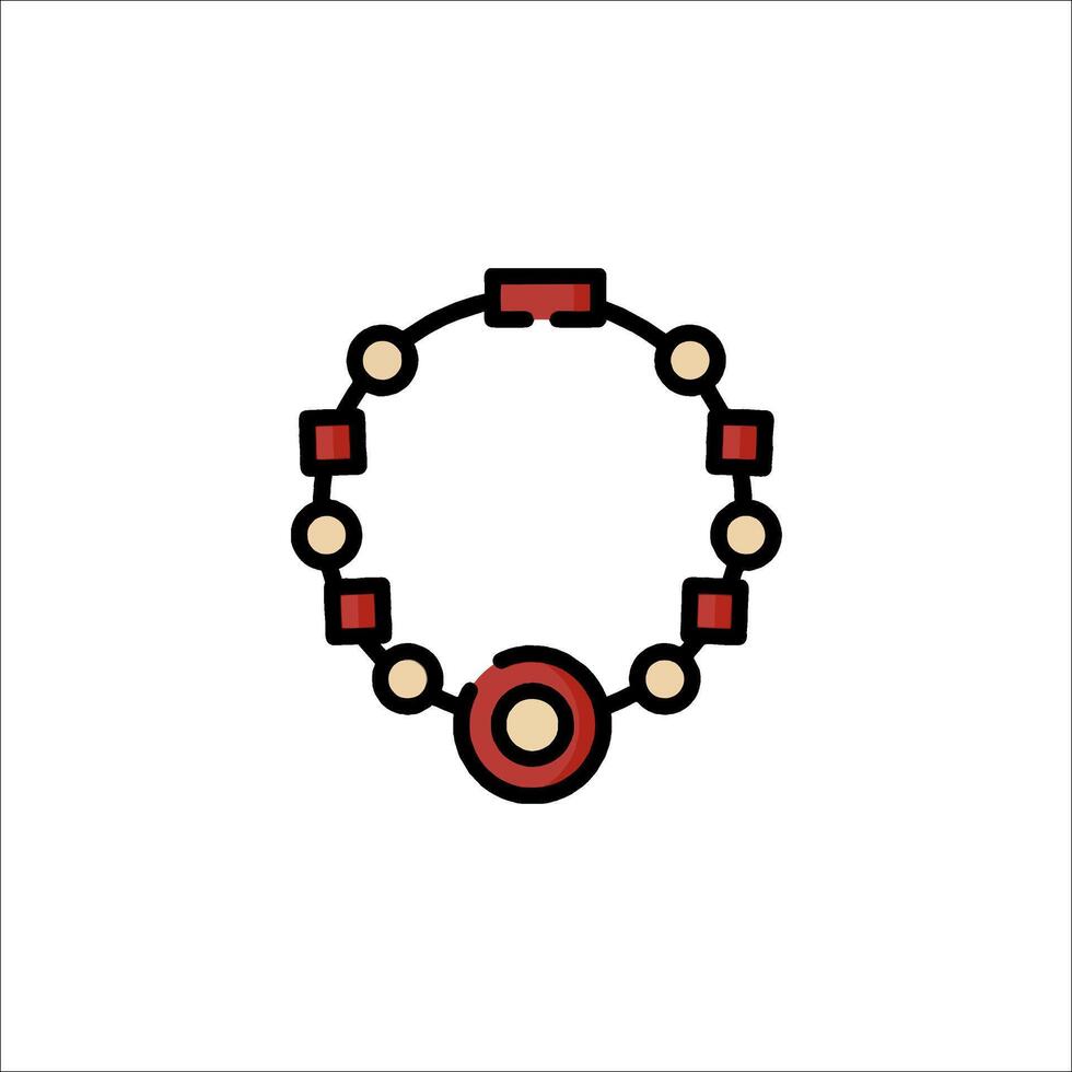 A red and white bracelet with a circle in the middle vector