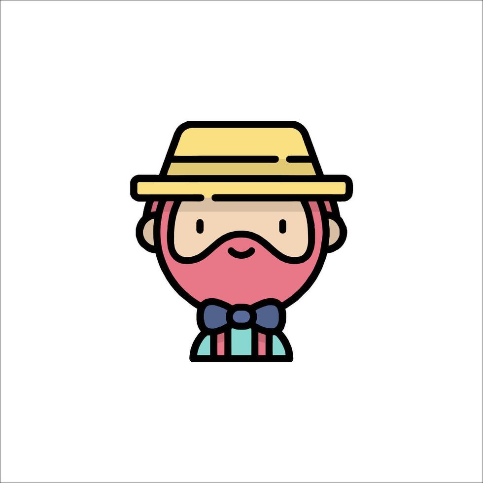 A cartoon man in a hat and bow tie vector