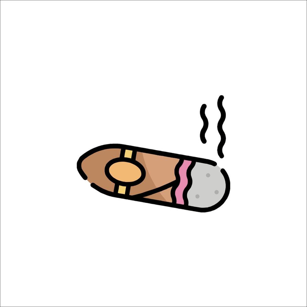 A cigar is shown in a line drawing vector