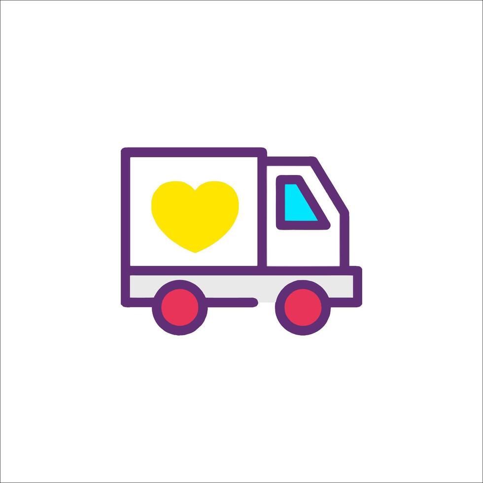 A delivery truck with a heart icon vector