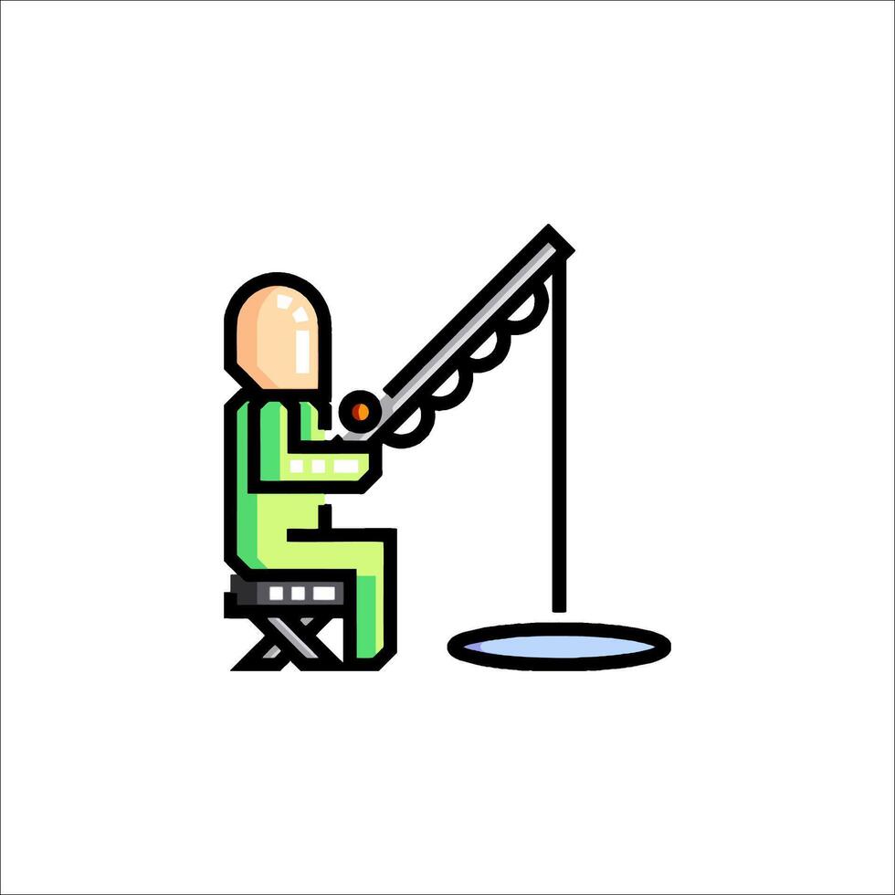 A man fishing with a rod and reel icon vector