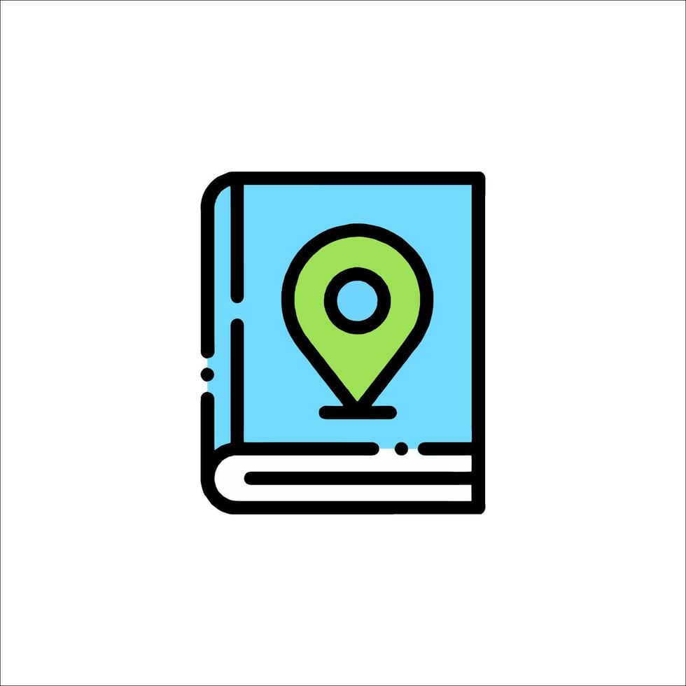A map pin icon on a book vector