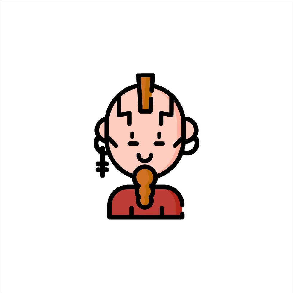 A cartoon character with a mohawk and a beard vector