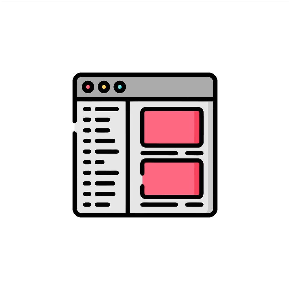 A web page icon with a red and pink background vector